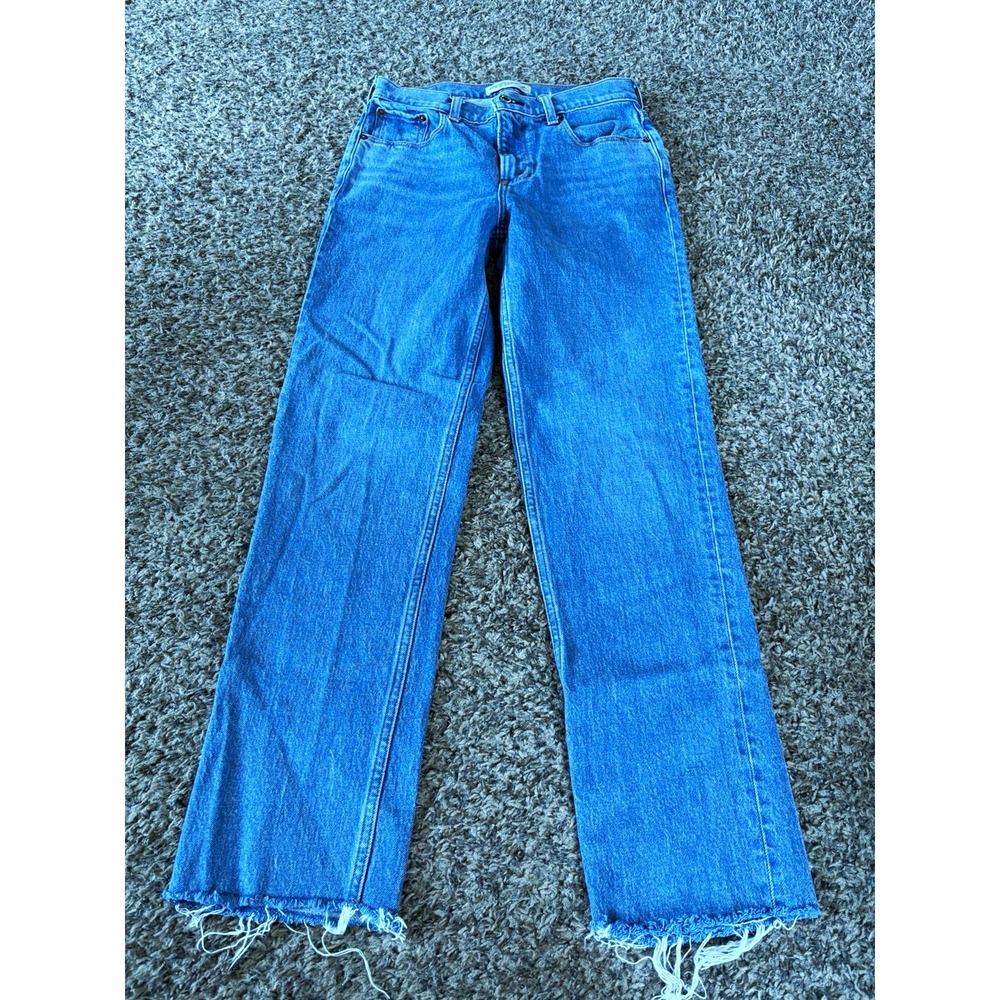 Abercrombie & Fitch Women's Mid Rise 90s Straight Jeans‎ Light Wash Blue 26